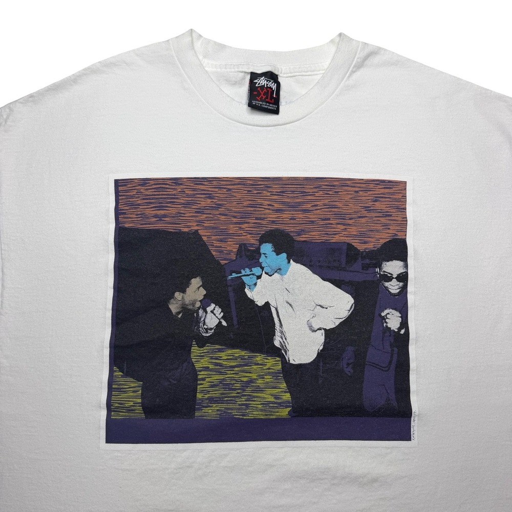 2000s Y2K Stussy x Kate Gibb Collection Hip Hop Rap White Shirt XL